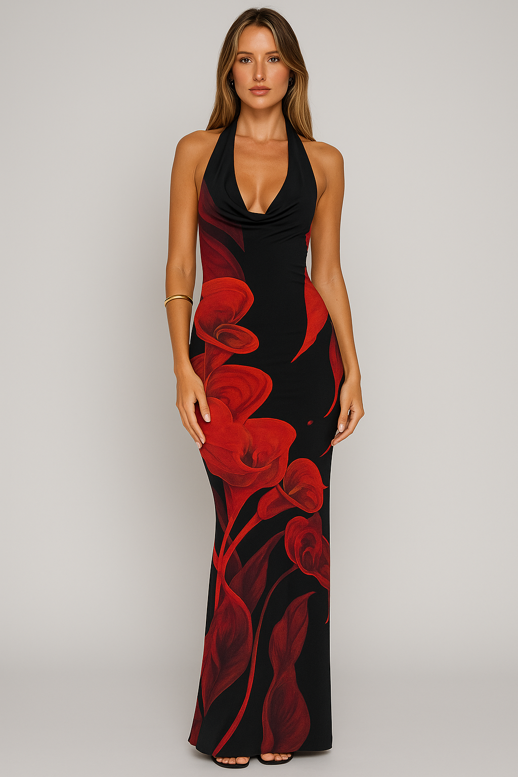 Cássia™ | Figurbetontes Maxikleid mit Halterneck