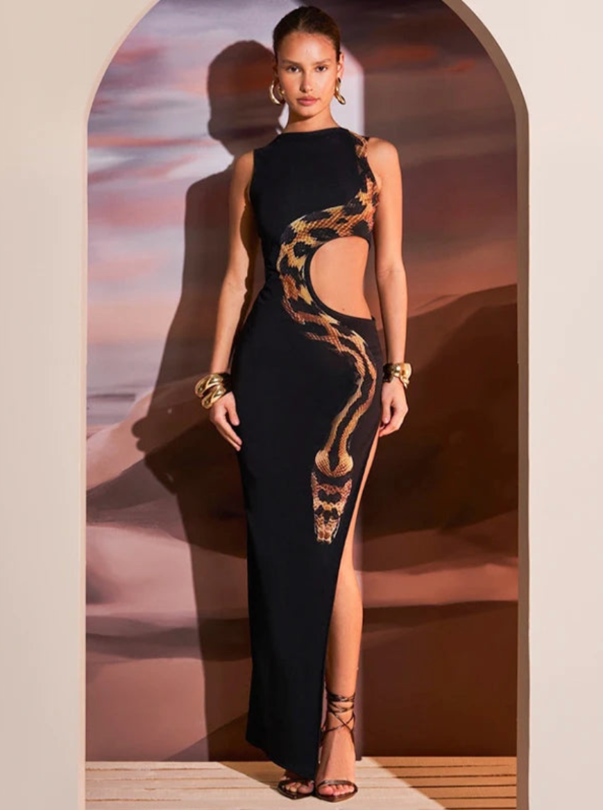 Odara™ | Schwarzes Cut-Out Maxikleid
