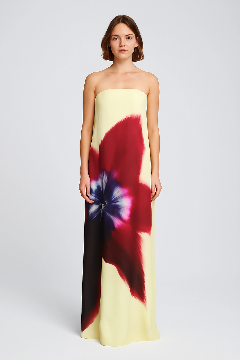 Simone™ | Trägerloses Maxikleid mit Stoffgürtel