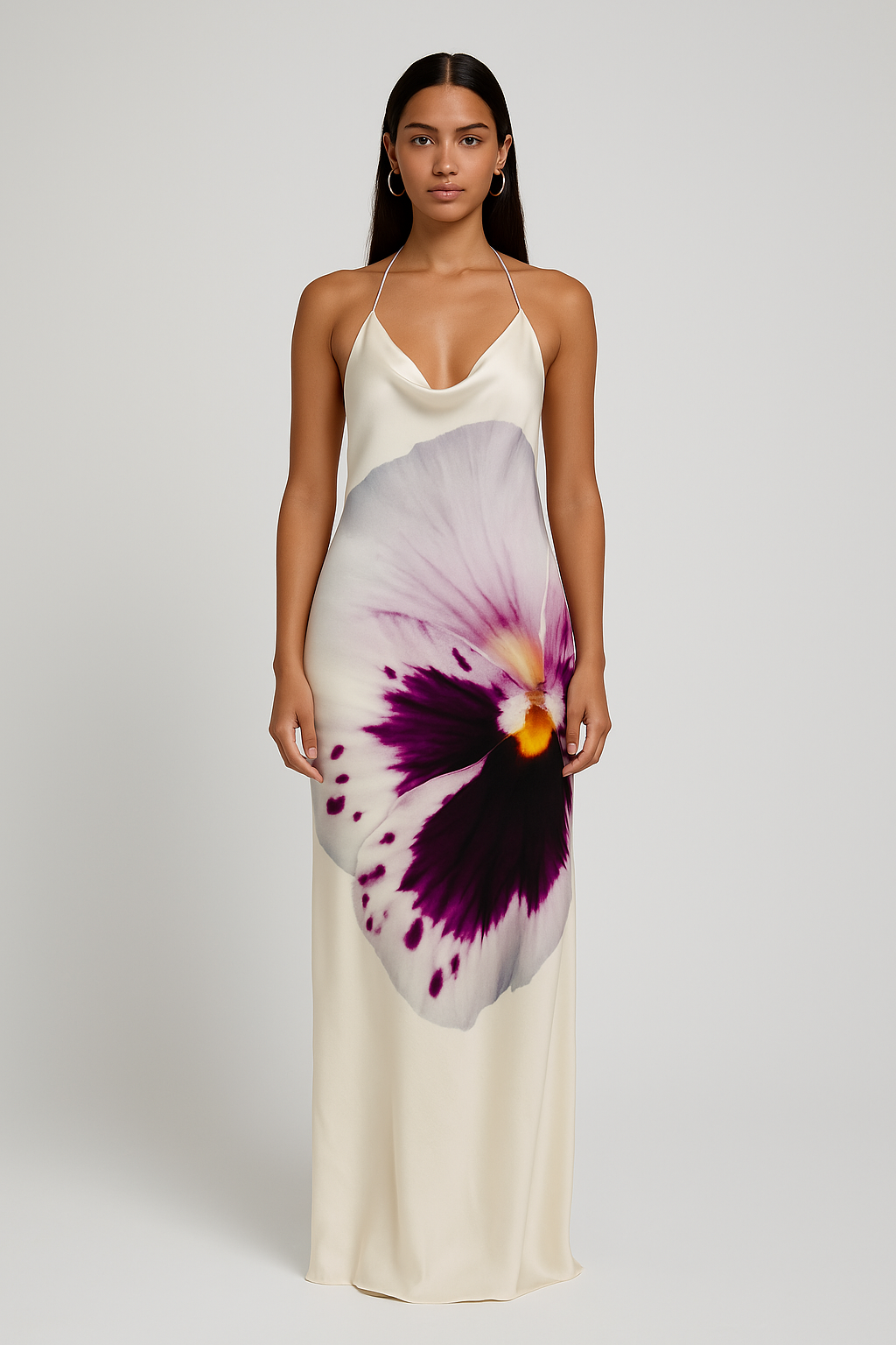 Laura™ | Satinkleid mit Blumenprint & Rückenausschnitt