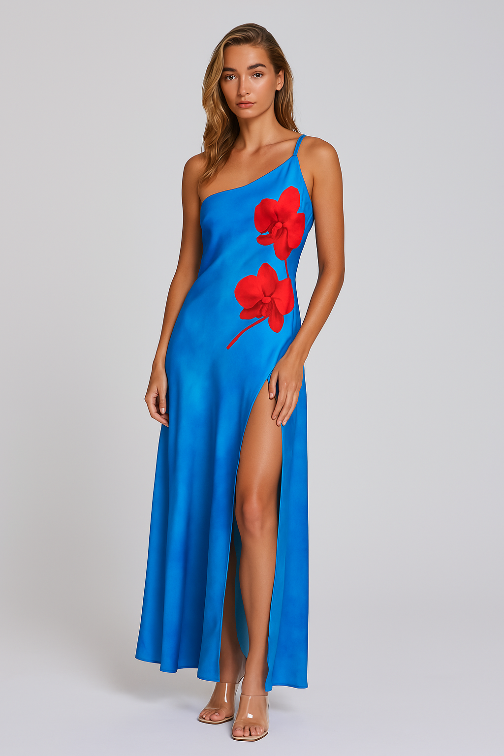 Sienna™ | One-Shoulder Maxikleid mit Blumenapplikation