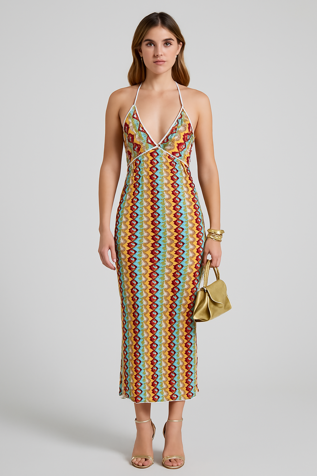 Aretha™ | Langes Häkelkleid mit V-Ausschnitt