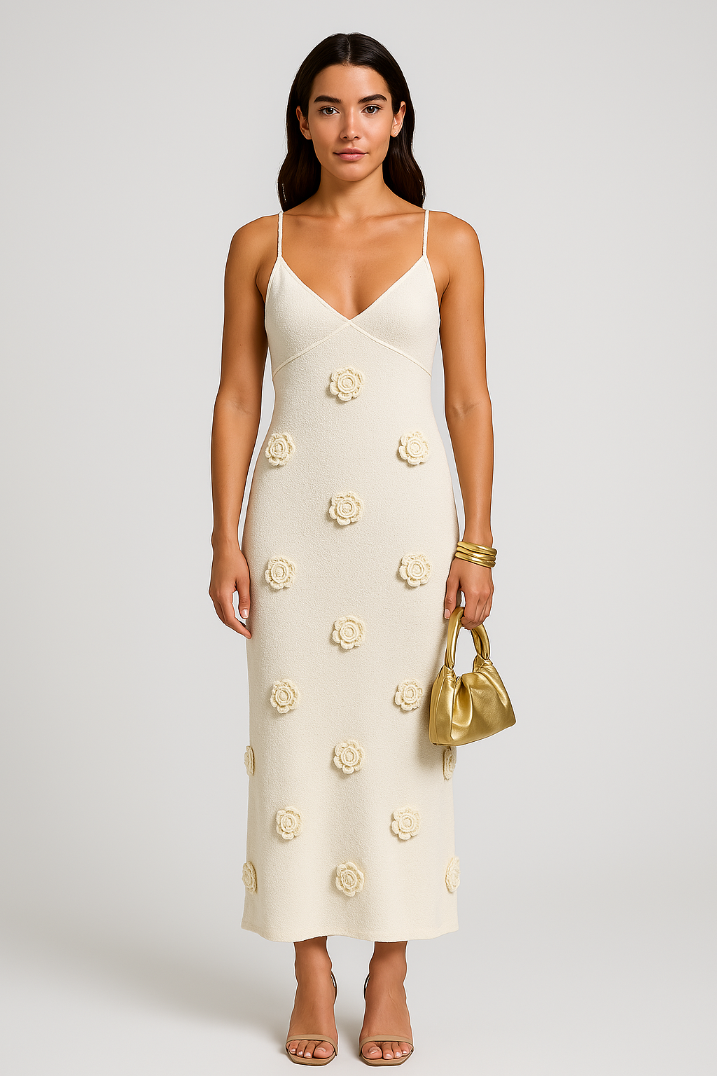 Sidney™ | Midikleid mit handgeknüpften Blumen