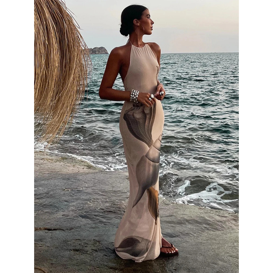 Lady™ | Fließendes Maxikleid mit hohem Ausschnitt