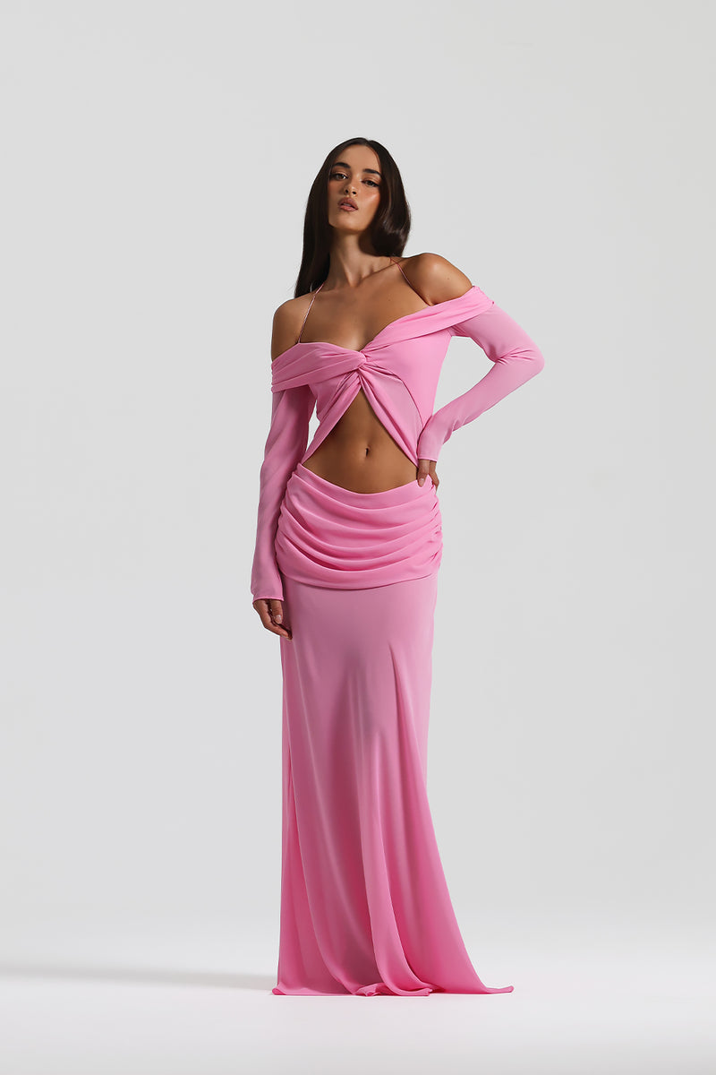 Dyra™ | Maxikleid mit Cut-Outs & Ärmeln