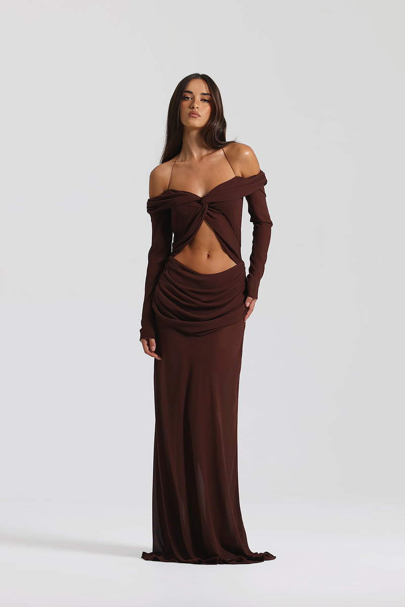 Dyra™ | Maxikleid mit Cut-Outs & Ärmeln