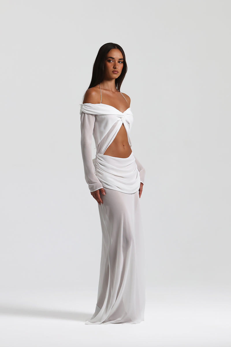 Dyra™ | Maxikleid mit Cut-Outs & Ärmeln
