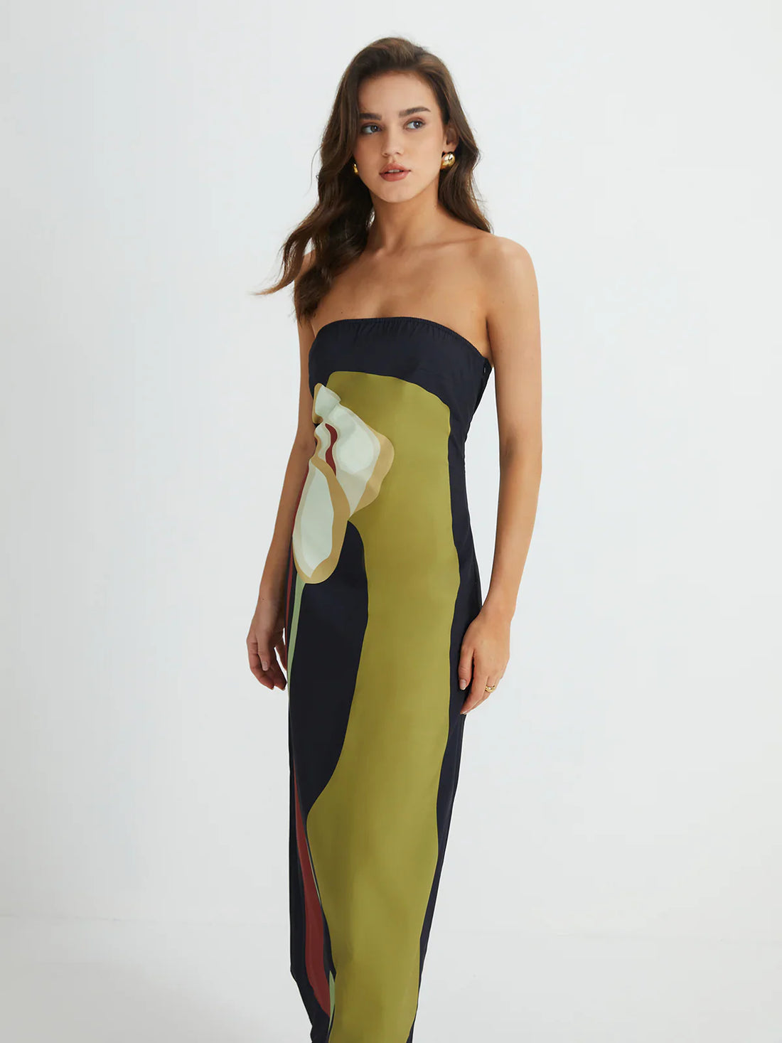 Suelma™ | Schulterfreies Colorblock-Maxikleid