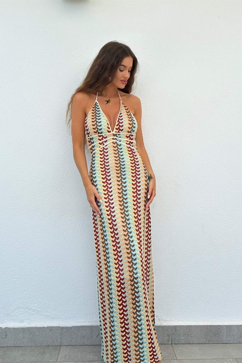Aretha™ | Langes Häkelkleid mit V-Ausschnitt