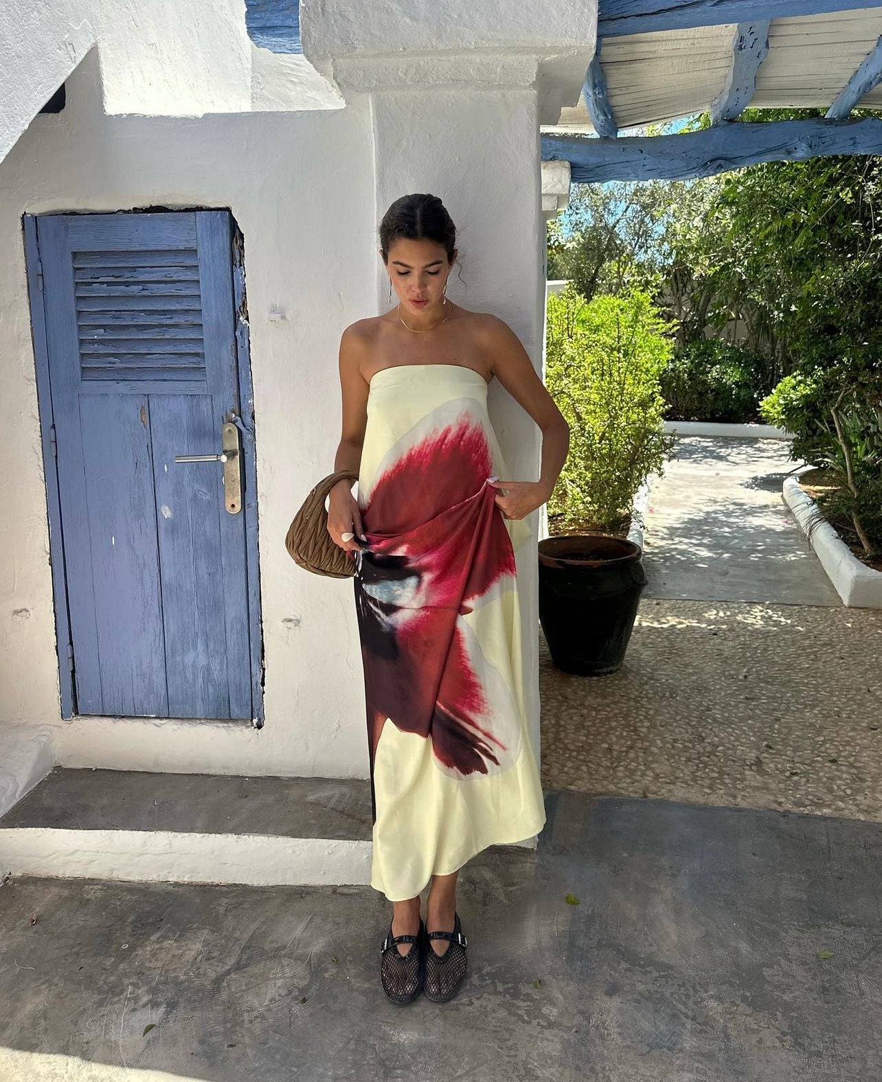 Simone™ | Trägerloses Maxikleid mit Stoffgürtel