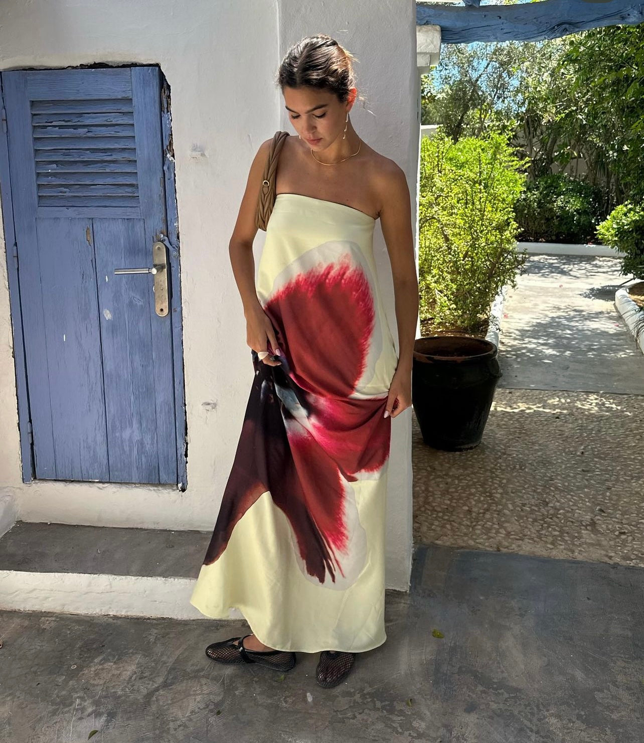 Simone™ | Trägerloses Maxikleid mit Stoffgürtel