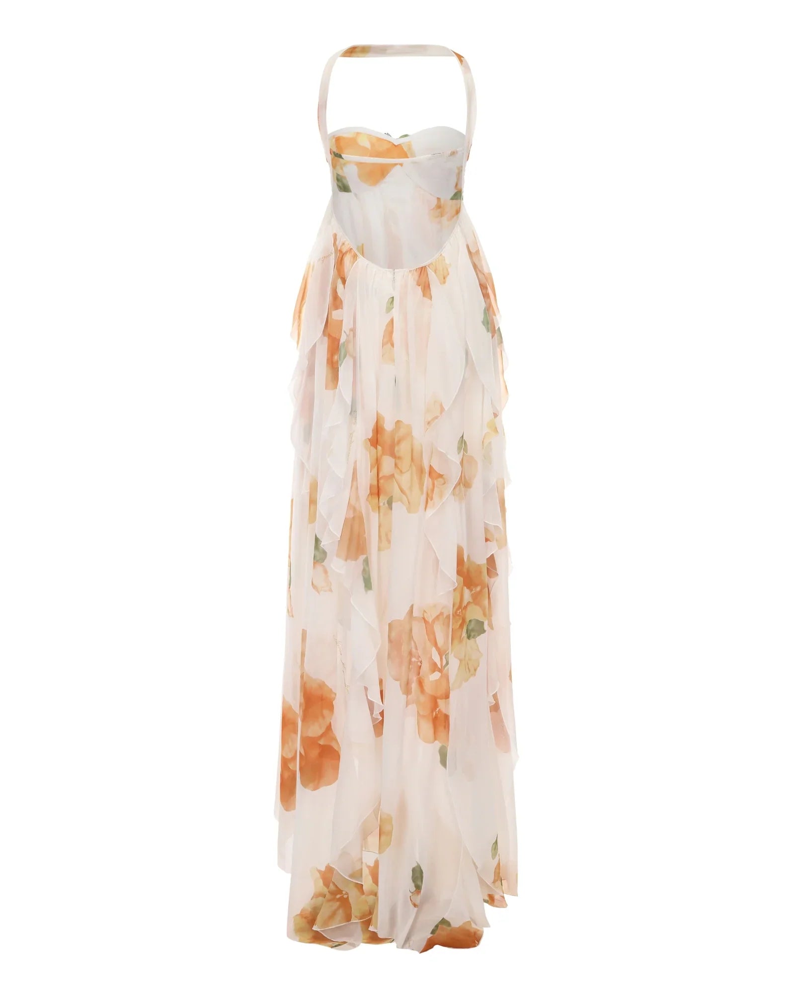 Meredith™ | Schulterfreies Maxikleid mit Print