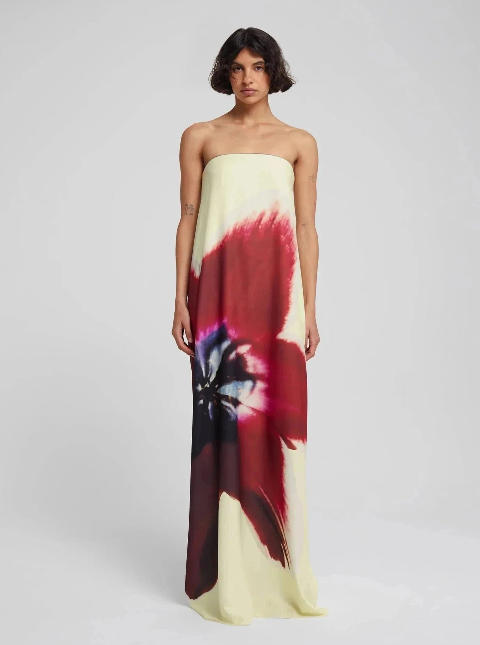 Simone™ | Trägerloses Maxikleid mit Stoffgürtel
