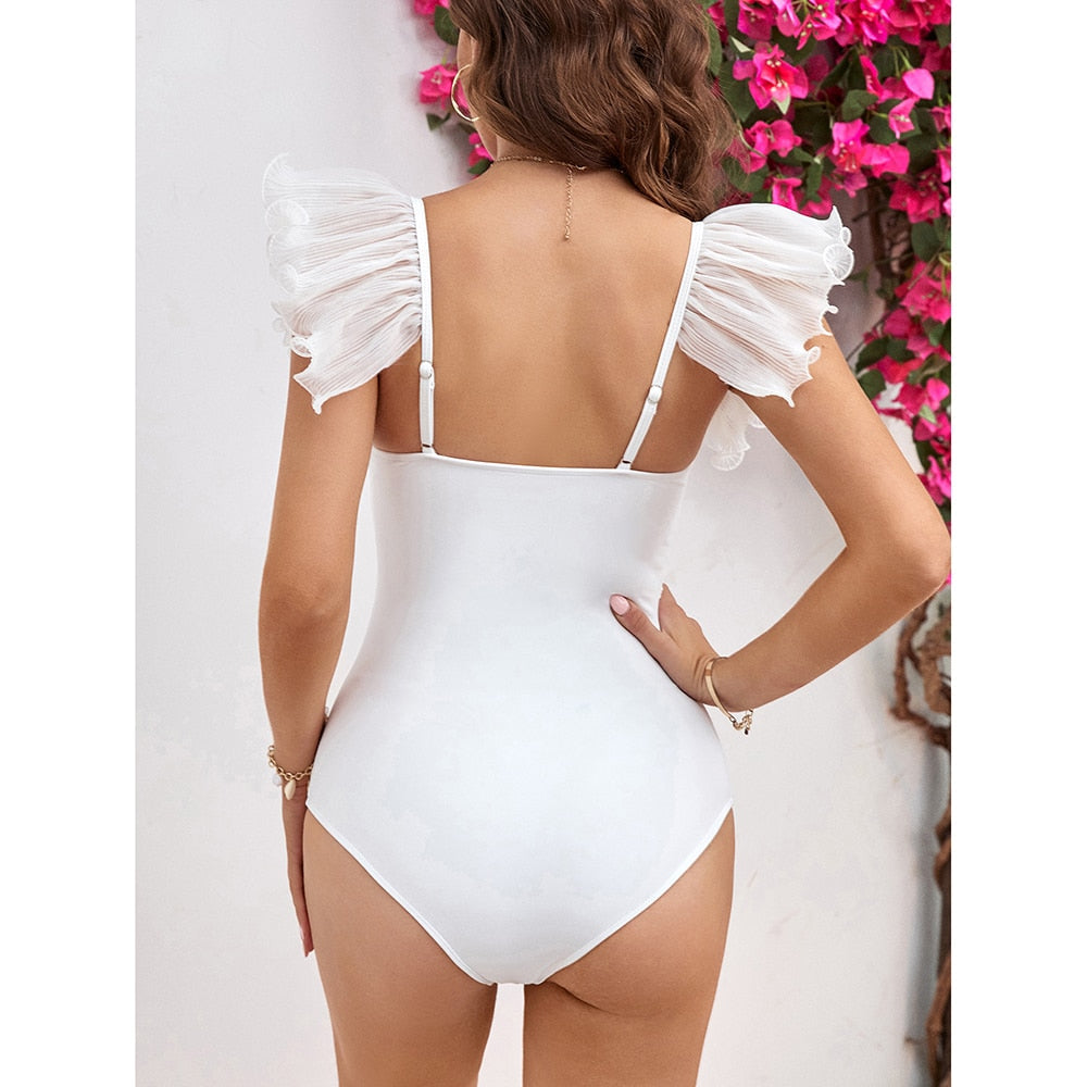 Natalie™ | Badeanzug mit Puffärmeln & Cut-Out