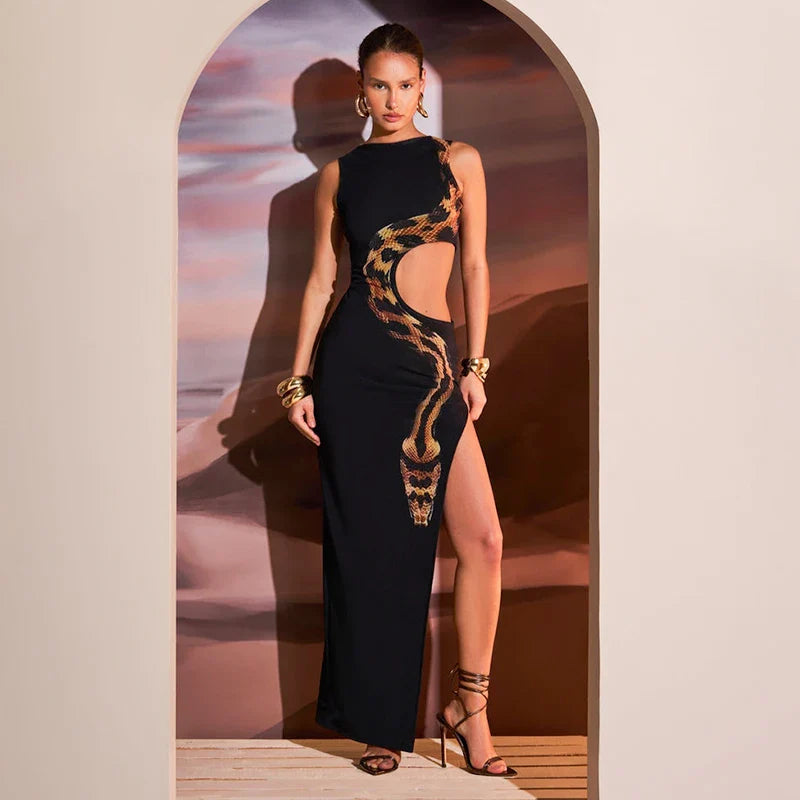 Odara™ | Schwarzes Cut-Out Maxikleid