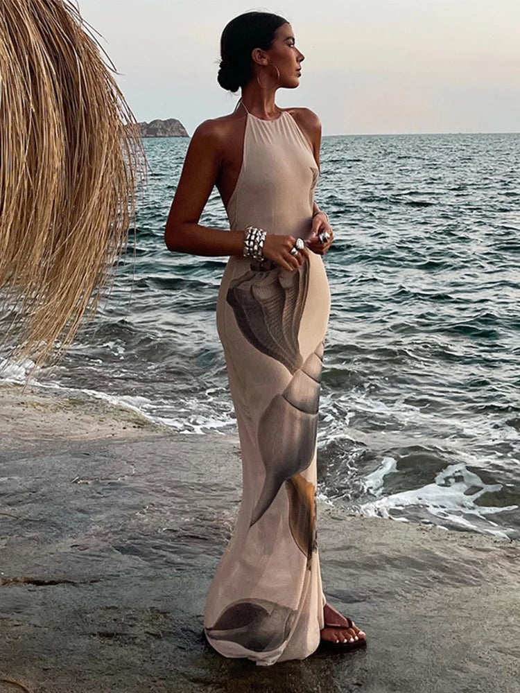 Lady™ | Fließendes Maxikleid mit hohem Ausschnitt