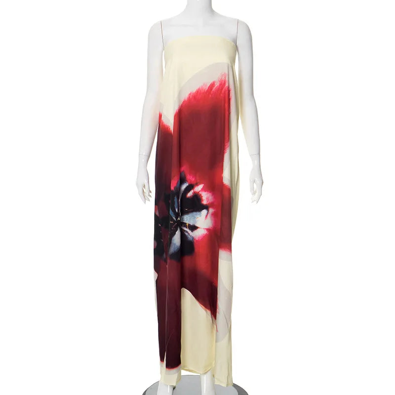 Simone™ | Trägerloses Maxikleid mit Stoffgürtel