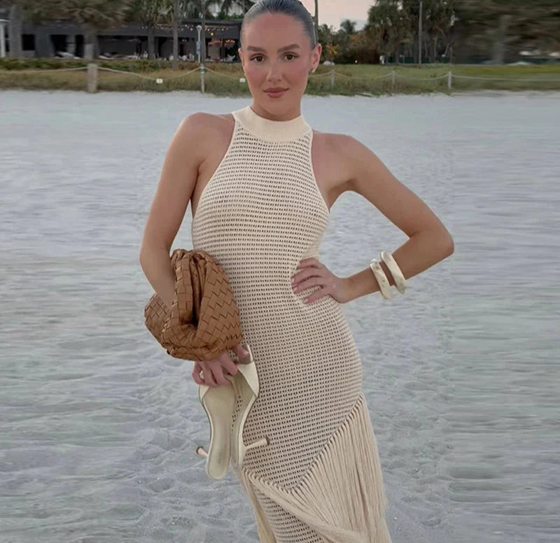 Willy™ | Gehäkeltes Maxikleid mit Fransen
