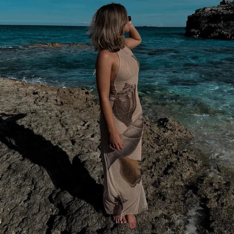 Lady™ | Fließendes Maxikleid mit hohem Ausschnitt