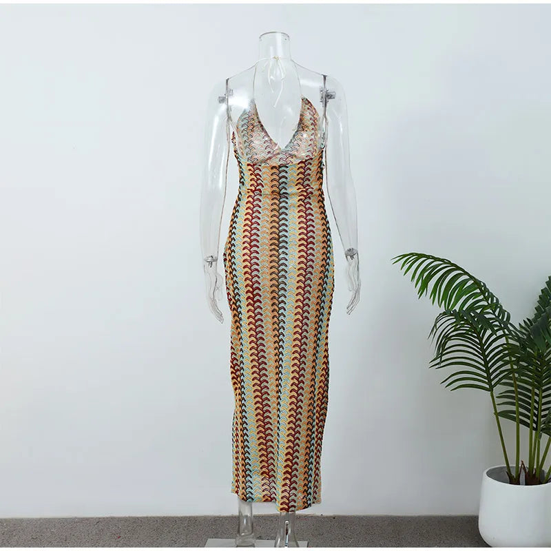 Aretha™ | Langes Häkelkleid mit V-Ausschnitt