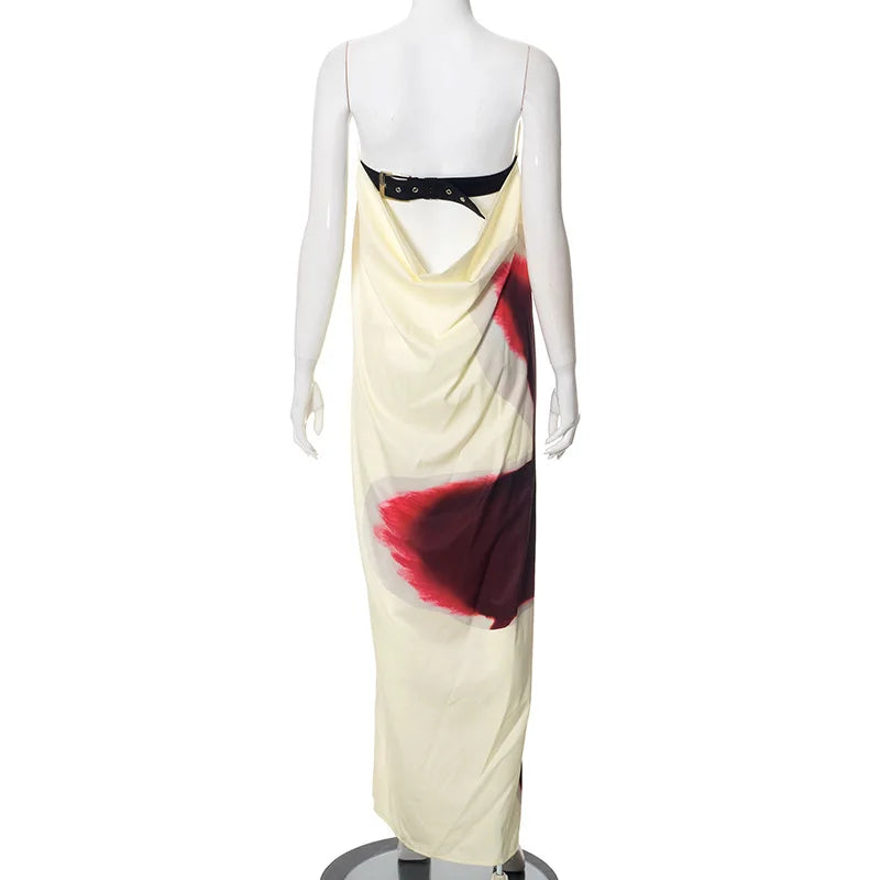 Simone™ | Trägerloses Maxikleid mit Stoffgürtel