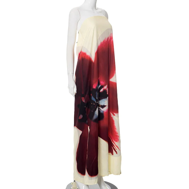 Simone™ | Trägerloses Maxikleid mit Stoffgürtel