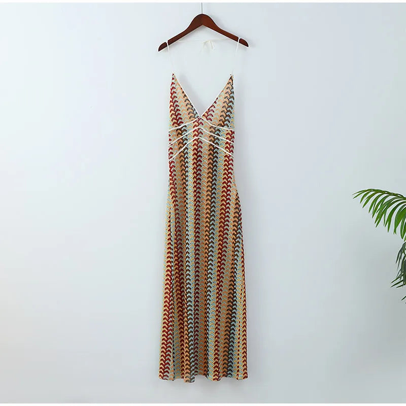 Aretha™ | Langes Häkelkleid mit V-Ausschnitt