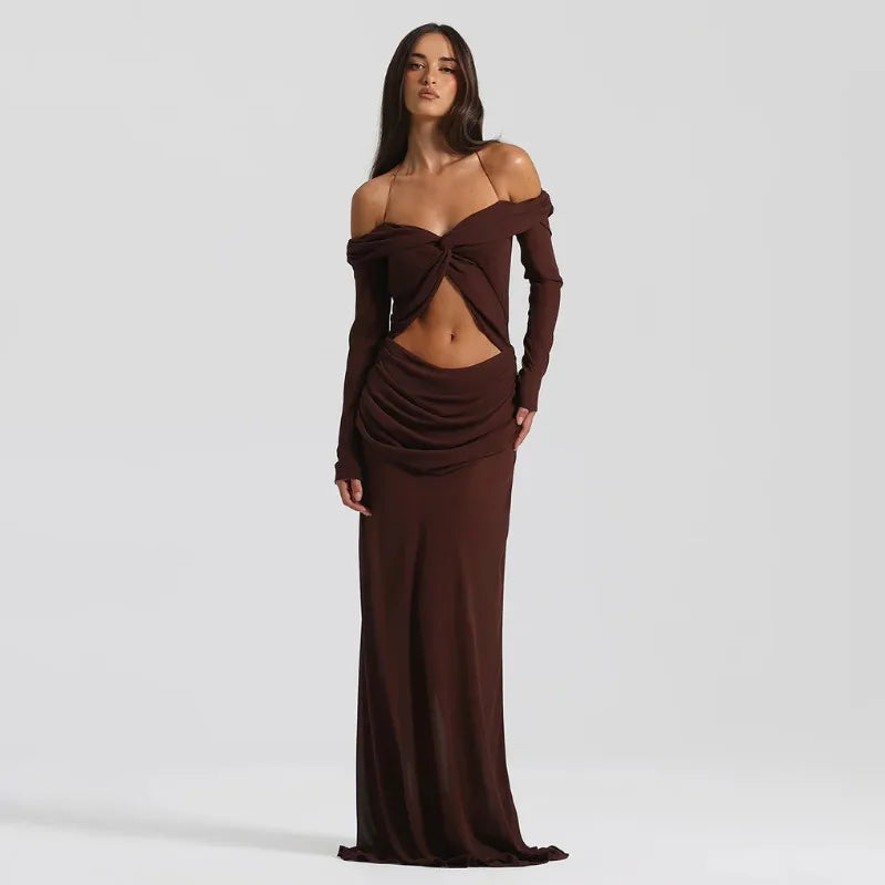 Dyra™ | Maxikleid mit Cut-Outs & Ärmeln