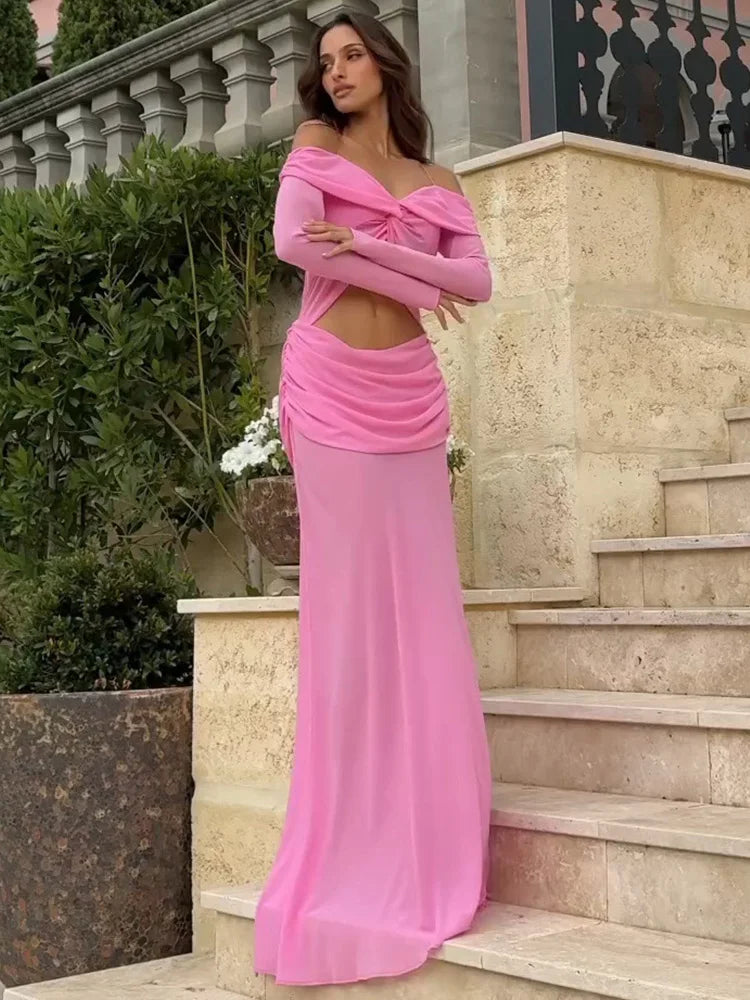 Dyra™ | Maxikleid mit Cut-Outs & Ärmeln