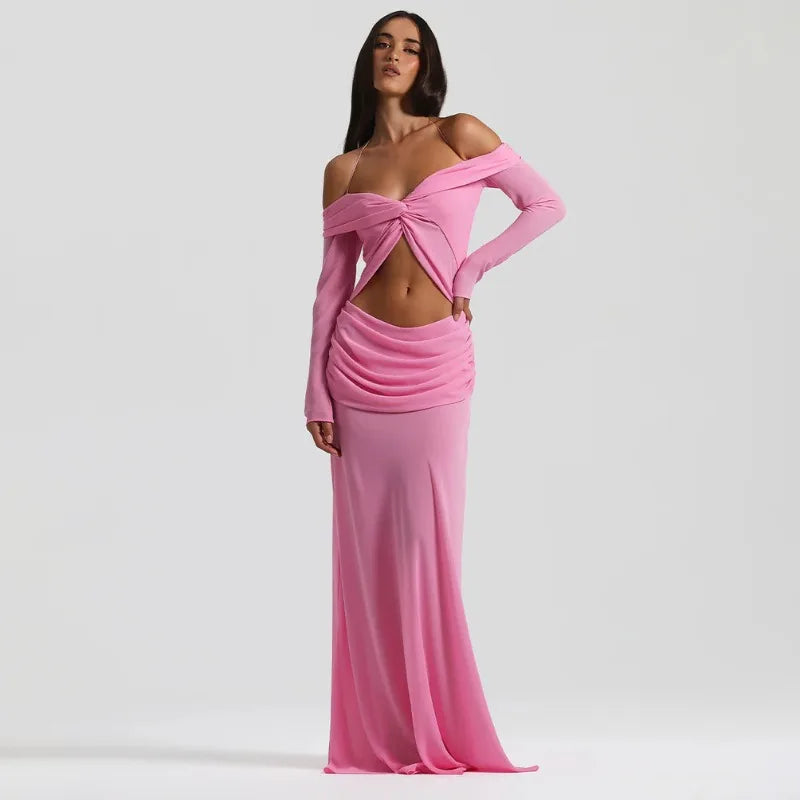 Dyra™ | Maxikleid mit Cut-Outs & Ärmeln