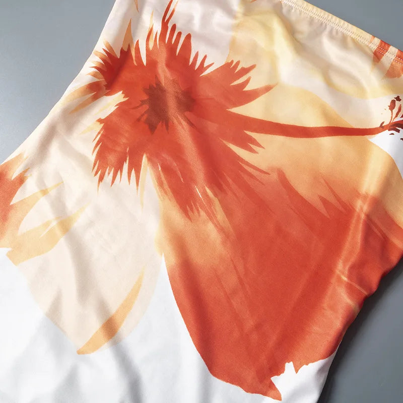 Naoime™ | Schulterfreies Midikleid mit Blumenprint