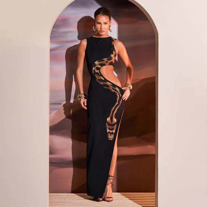 Odara™ | Schwarzes Cut-Out Maxikleid
