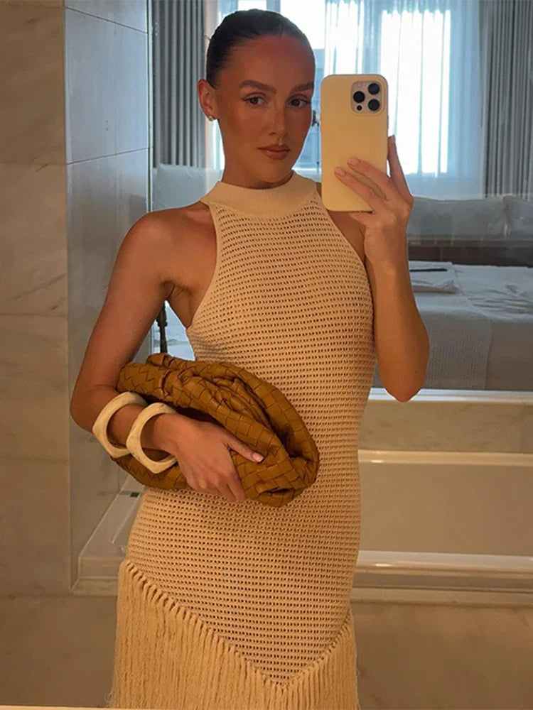Willy™ | Gehäkeltes Maxikleid mit Fransen