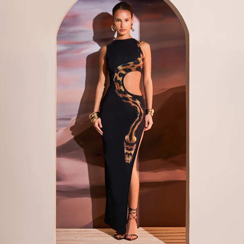 Odara™ | Schwarzes Cut-Out Maxikleid