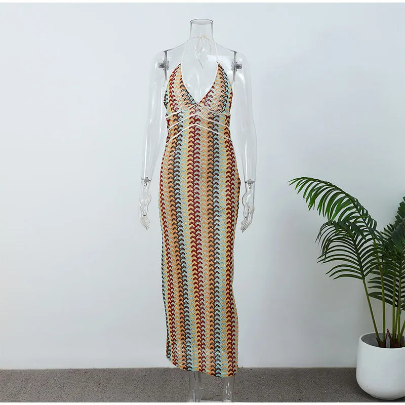 Aretha™ | Langes Häkelkleid mit V-Ausschnitt