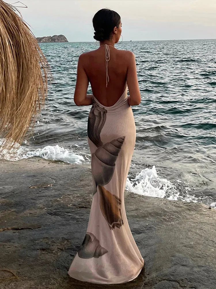 Lady™ | Fließendes Maxikleid mit hohem Ausschnitt