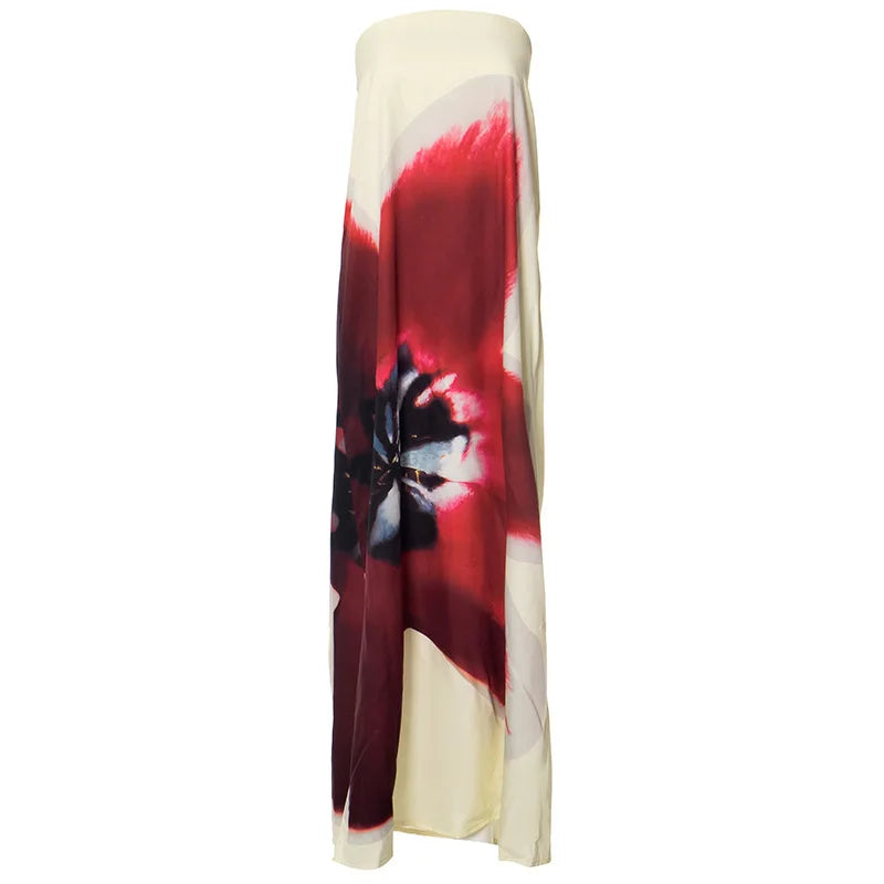 Simone™ | Trägerloses Maxikleid mit Stoffgürtel