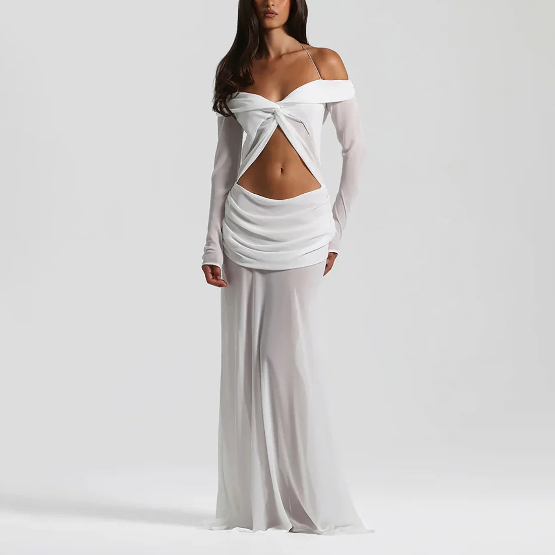 Dyra™ | Maxikleid mit Cut-Outs & Ärmeln
