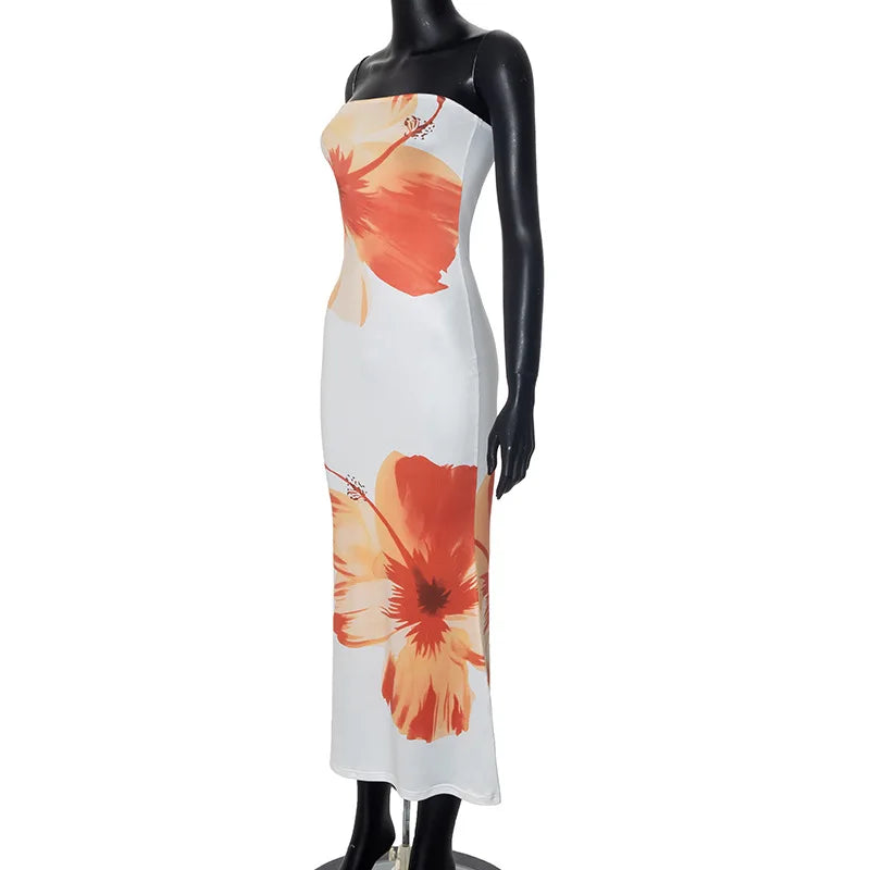 Naoime™ | Schulterfreies Midikleid mit Blumenprint