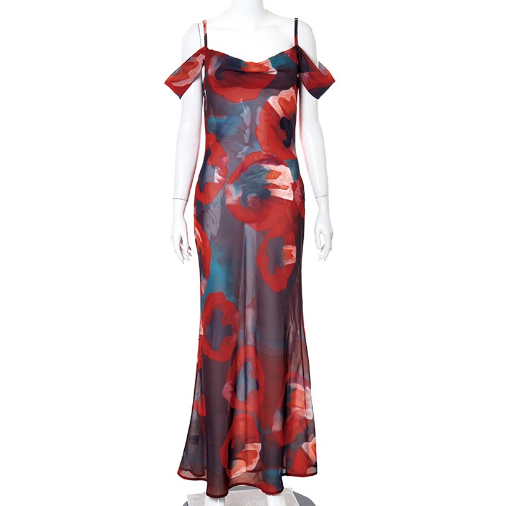 Capri™ | Schulterfreies Maxikleid mit Blumenmuster