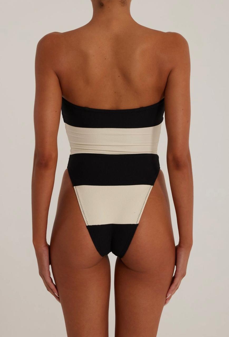 Miriam™ | Schwarz-Weiß Bandeau-Badeanzug