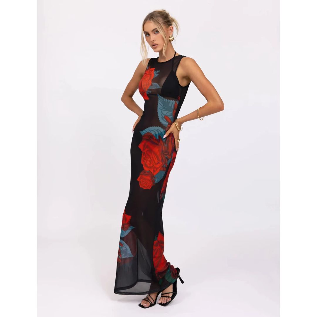 Alba™ | Langes Kleid mit Rosenprint