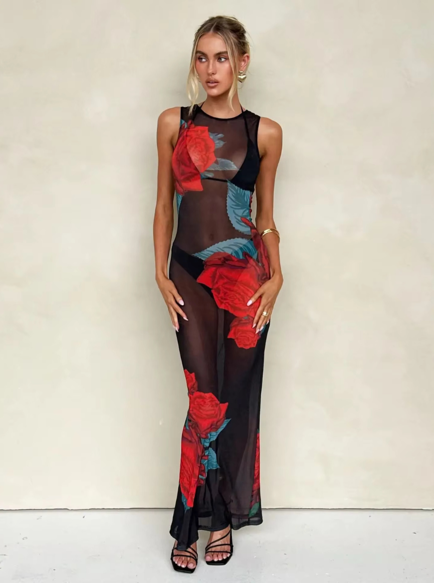 Alba™ | Langes Kleid mit Rosenprint