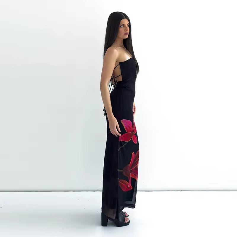 Janny™ | Elegantes Schwarzes Kleid mit Blumenmuster