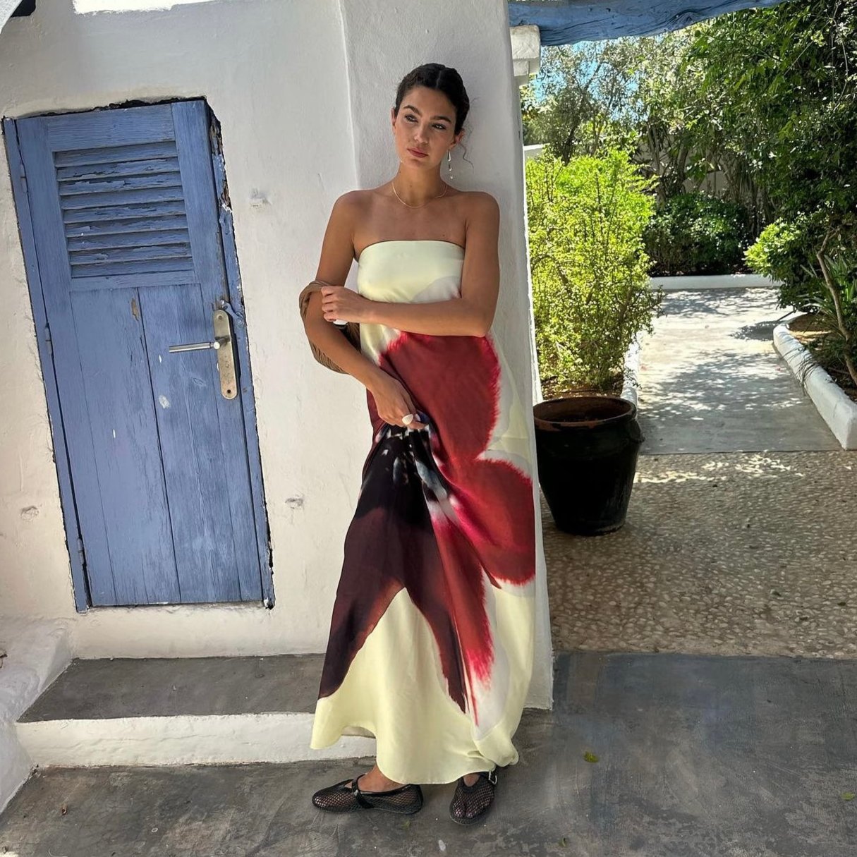 Simone™ | Trägerloses Maxikleid mit Stoffgürtel