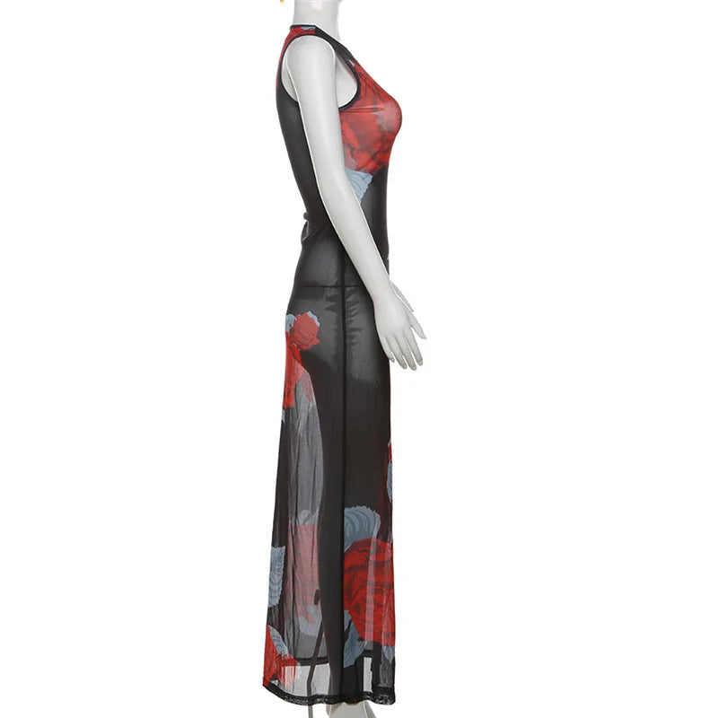 Alba™ | Langes Kleid mit Rosenprint