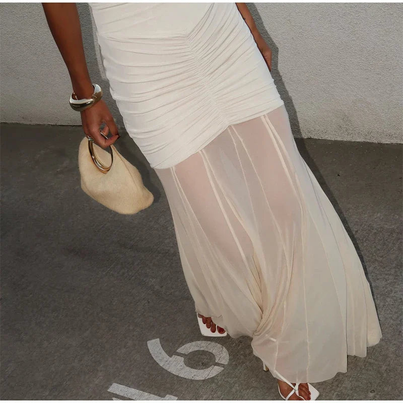 Delmira™ | Schulterfreies Kleid mit Mesh-Details