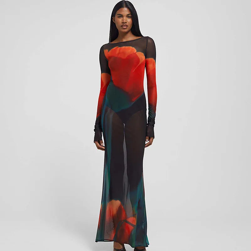 Laionara™ | Maxikleid mit Farbverlauf & langen Ärmeln