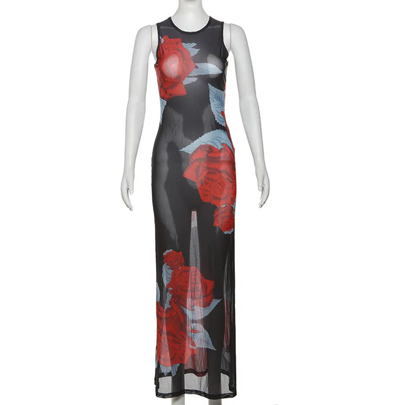 Alba™ | Langes Kleid mit Rosenprint