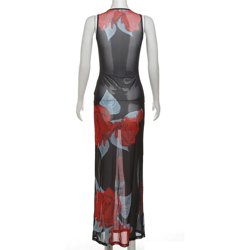 Alba™ | Langes Kleid mit Rosenprint